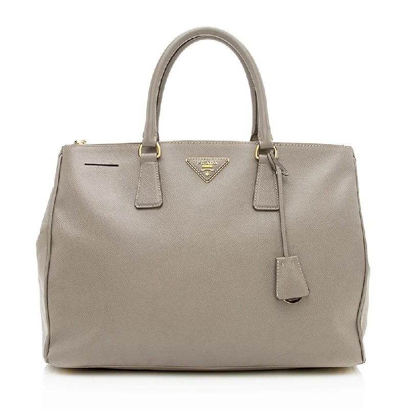 Prada Saffiano Leather Lux Double-Zip Medium Tote (SHF-12527)