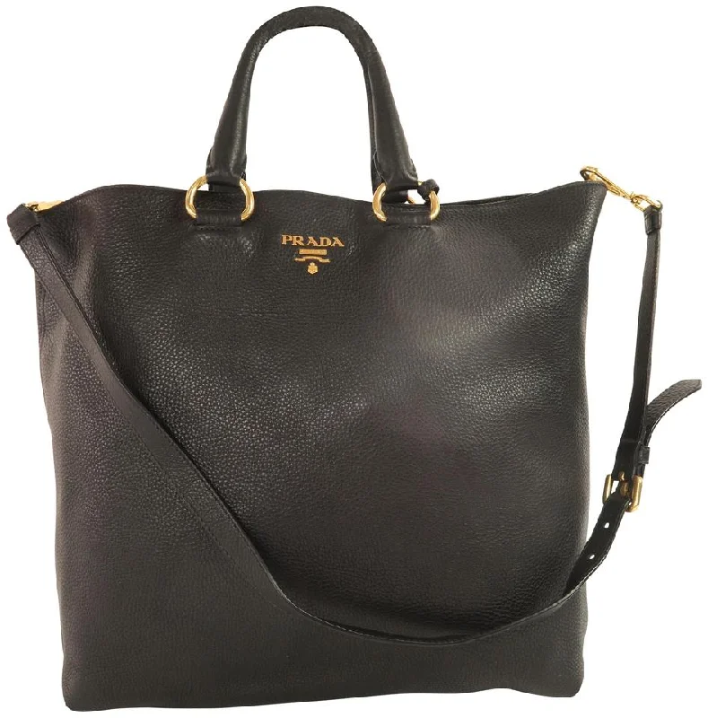 Prada Shopping Tote Black Calfskin Satchel